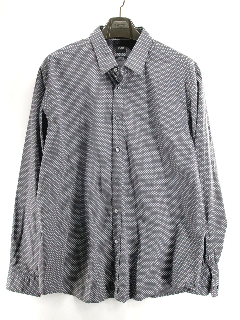 Hugo Boss Classic Fit Mens 3XL Long Sleeve Shirt Button Up Polka Dot Black White